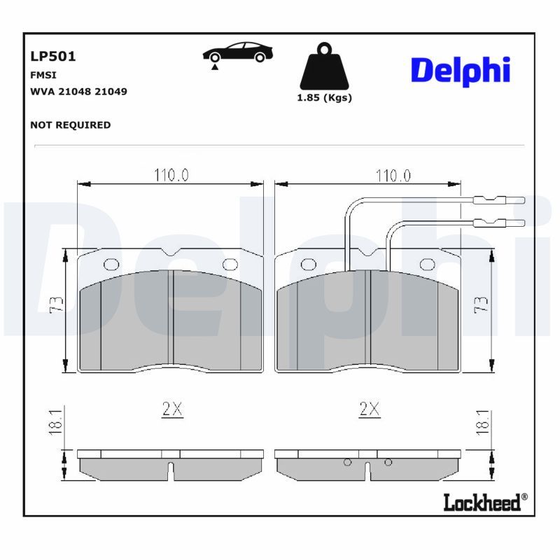 комплект спирачно феродо, дискови спирачки DELPHI