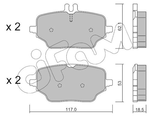 Комплект гальмівних накладок, дискове гальмо, Cifam 822-1273-0