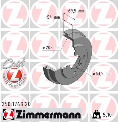 Гальмівний барабан, Zimmermann 250.1749.20