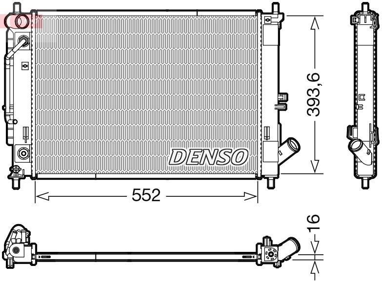 Радіатор, система охолодження двигуна, Denso DRM41016