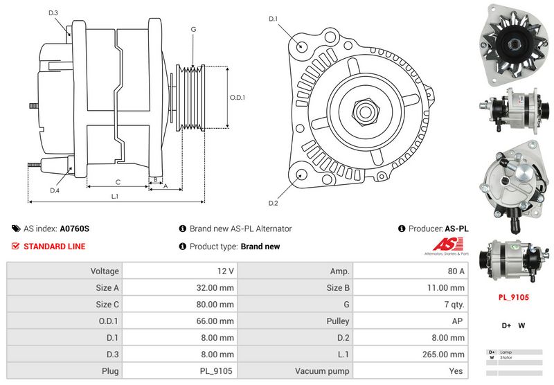 AS-PL A0760S Alternator