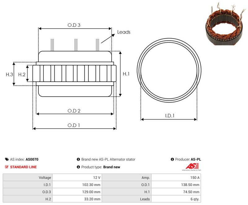 Staator, generaator, AS-PL AS0070