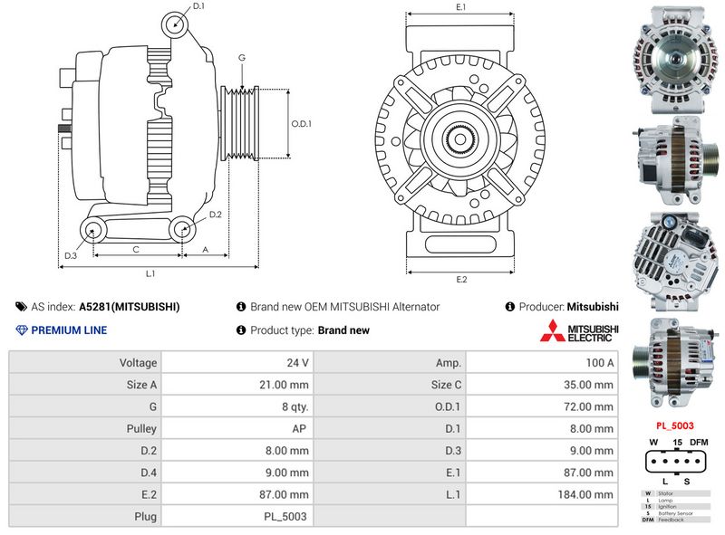 AS-PL A5281(MITSUBISHI) Alternator