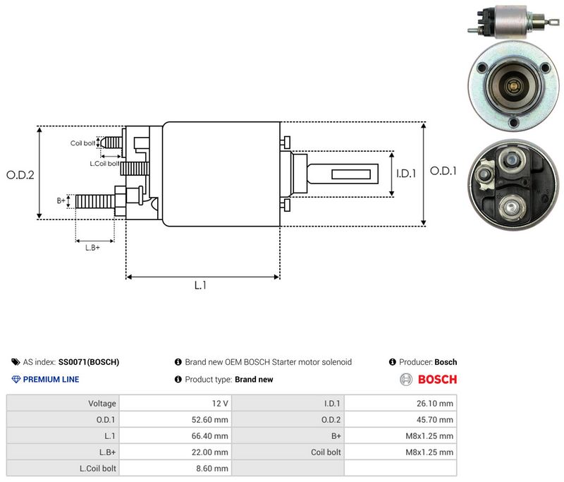 AS-PL SS0071(BOSCH) Solenoid Switch, starter