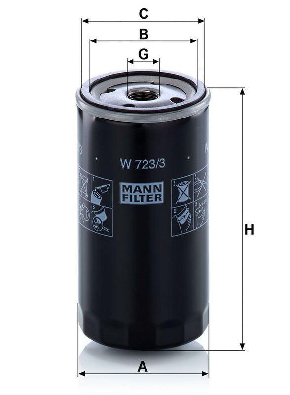 Filtru ulei W 723/3 MANN-FILTER