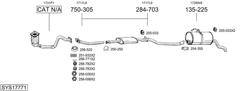 BOSAL kipufogórendszer SYS17771