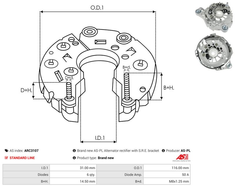 AS-PL ARC3107 Rectifier, alternator