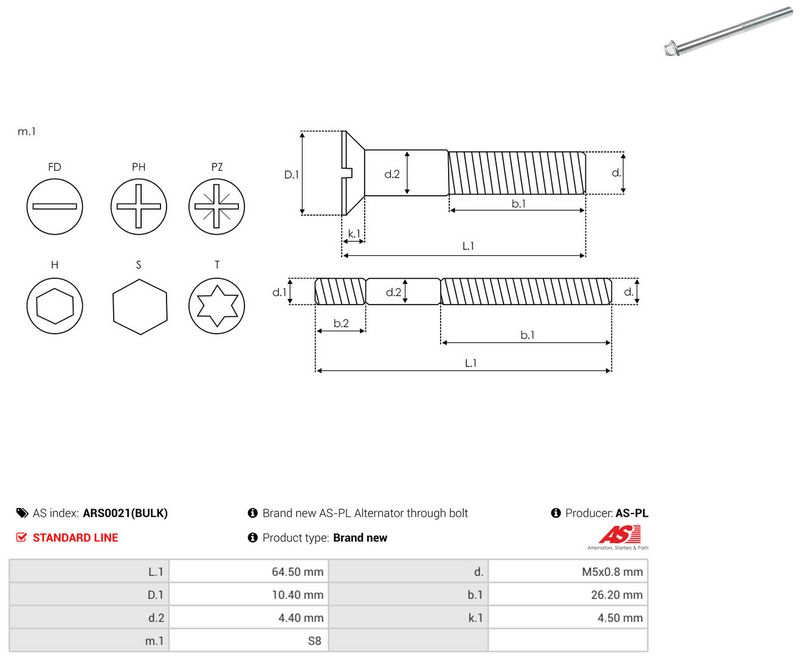 AS-PL ARS0021(BULK) Repair Set, alternator
