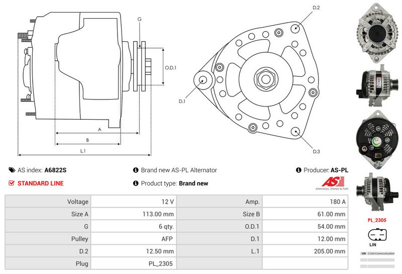 AS-PL A6822S Alternator