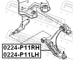 FEBEST 0224-P11RH Control/Trailing Arm, wheel suspension