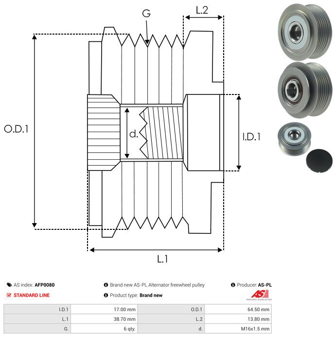 AS-PL AFP0080 Alternator Freewheel Clutch