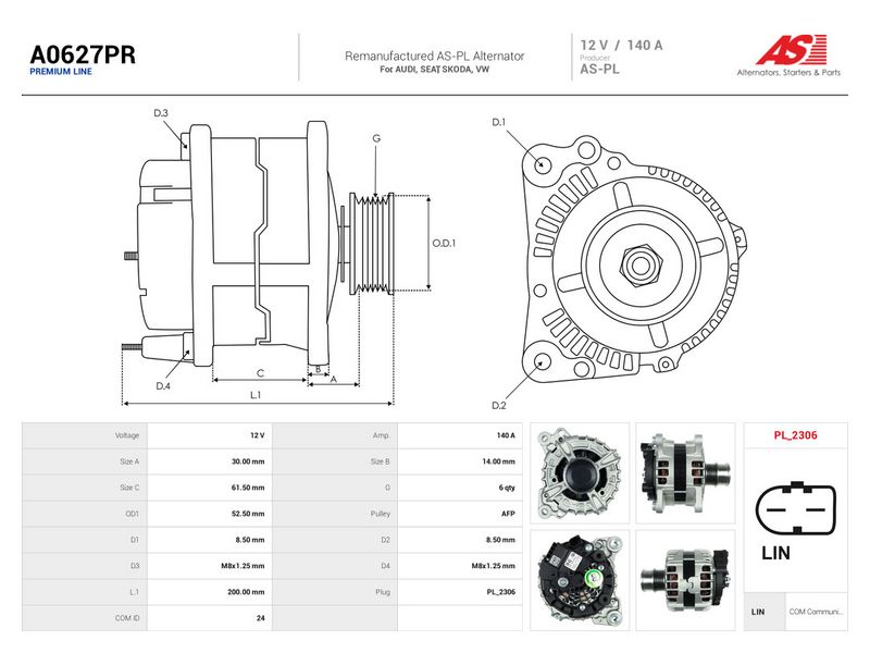 Generaator, AS-PL A0627PR