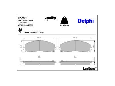DELPHI LP2694 Diskinių stabdžių kaladėlių komplektas