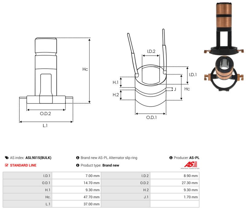 Rõngas, generaator, AS-PL ASL9015(BULK)
