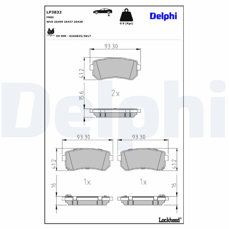 DELPHI LP3832 Brake Pad Set, disc brake