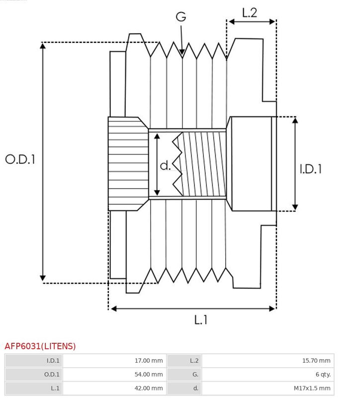 AS-PL AFP6031(LITENS) Alternator Freewheel Clutch