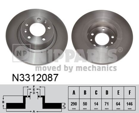 Гальмівний диск, задня вісь, повн., 290мм, Nipparts N3312087