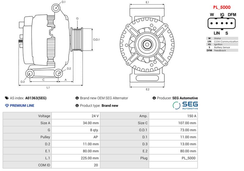 Brand new OEM SEG Alternator