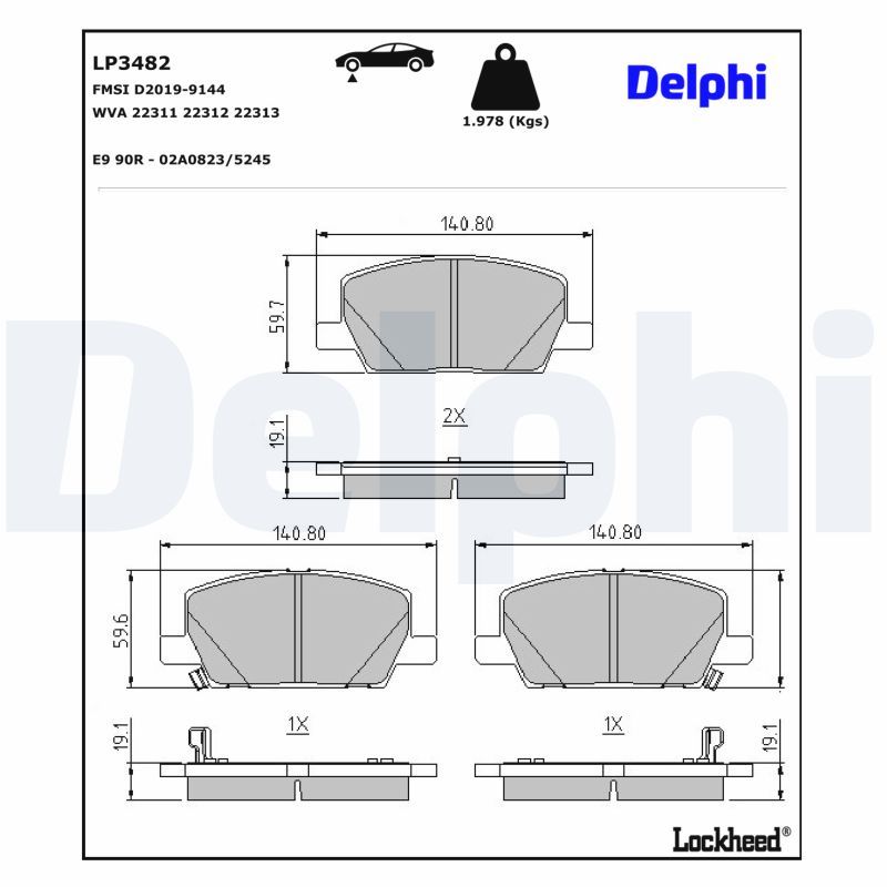 Piduriklotsi komplekt, ketaspidur, DELPHI LP3482