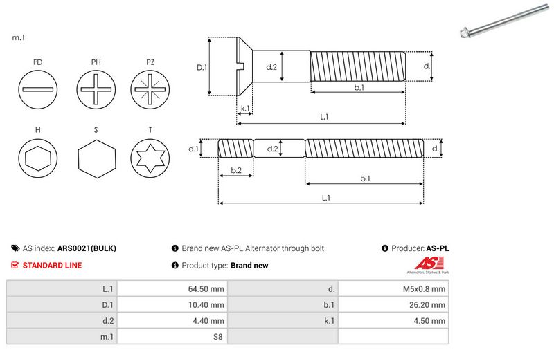 Remondikomplekt, generaator, AS-PL ARS0021(BULK)
