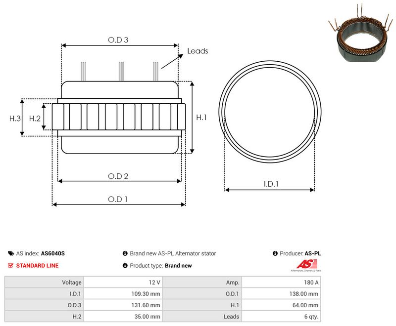 Staator, generaator, AS-PL AS6040S