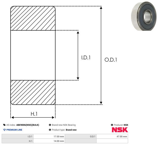 AS-PL ABE9006(NSK)(BULK) Bearing