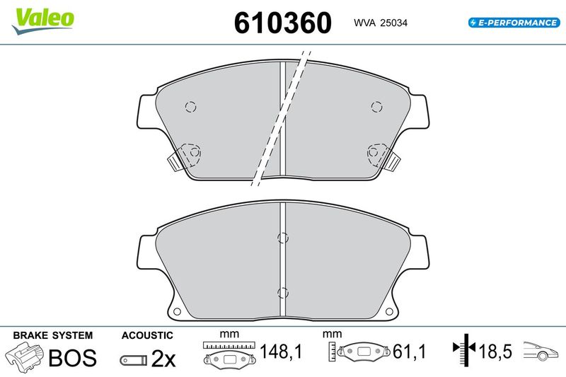 VALEO fékbetétkészlet, tárcsafék 610360