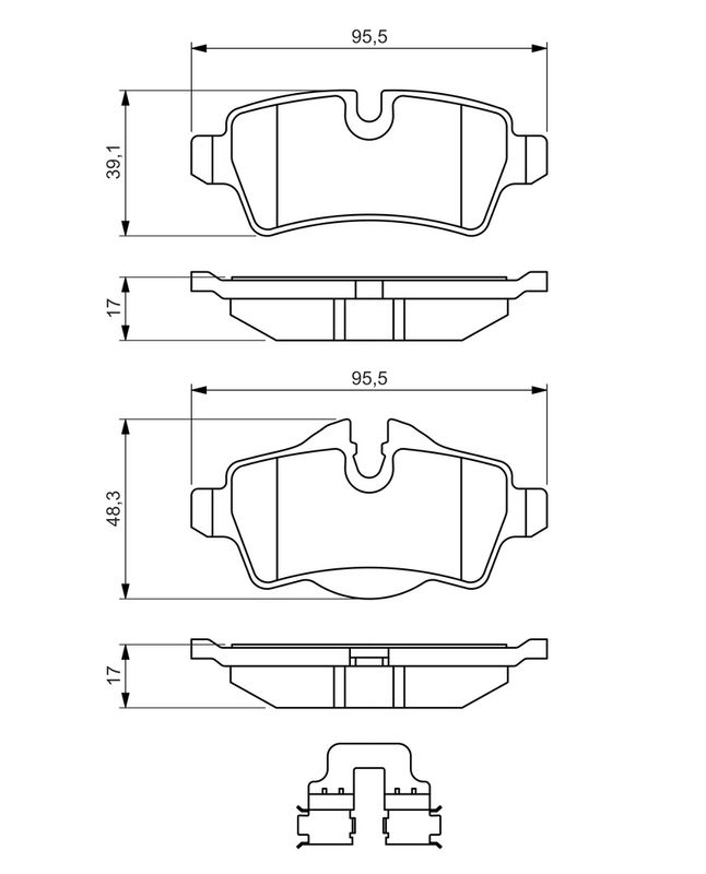 Piduriklotsi komplekt, ketaspidur, BOSCH 0 986 494 645