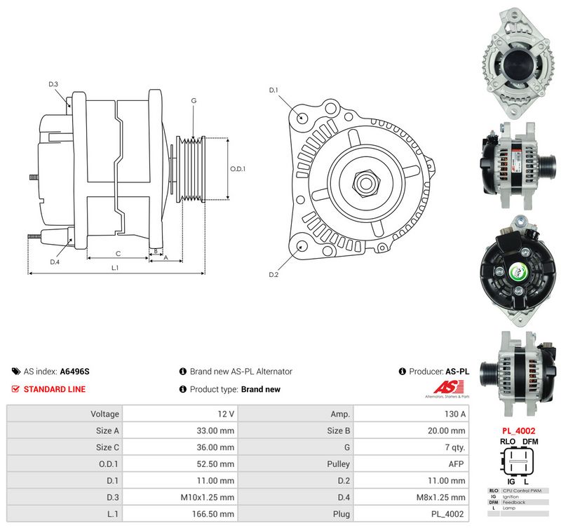 Generaator, AS-PL A6496S
