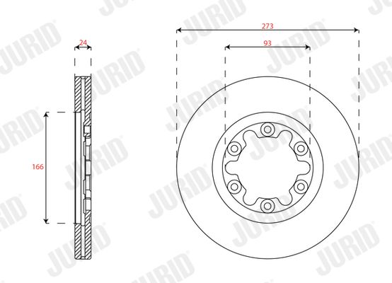 JURID FORD Тормозной диск RANGER ER, EQ, R_ 2.5 TD 4x4 02-06, MAZDA B-SERIE UN 2.5 TD 4WD 99-06