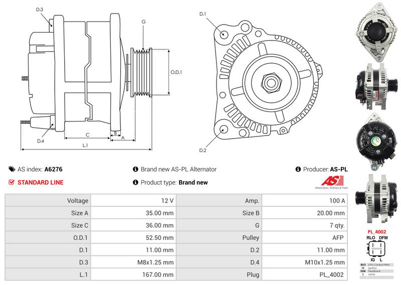 AS-PL A6276 Alternator