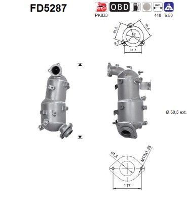 AS FD5287 Soot/Particulate Filter, exhaust system