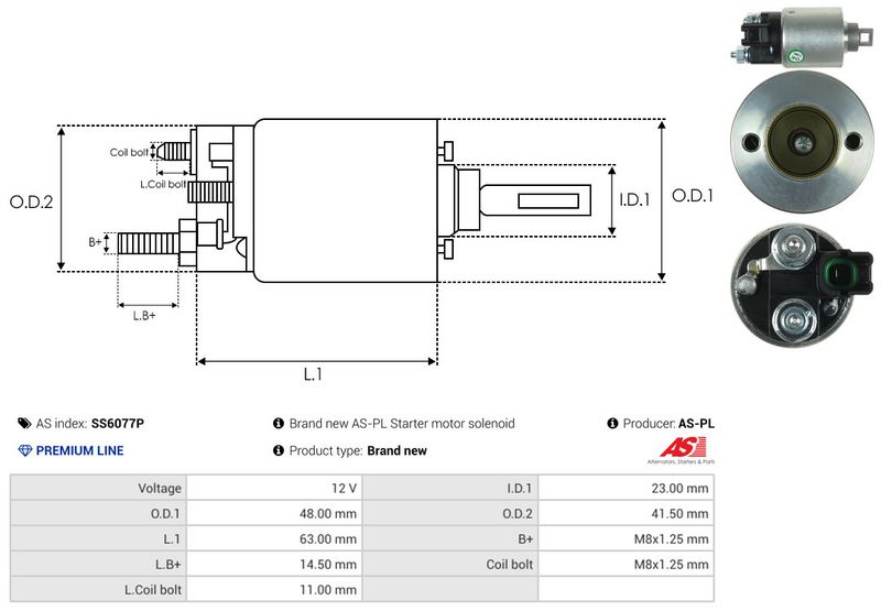 AS-PL SS6077P Solenoid Switch, starter