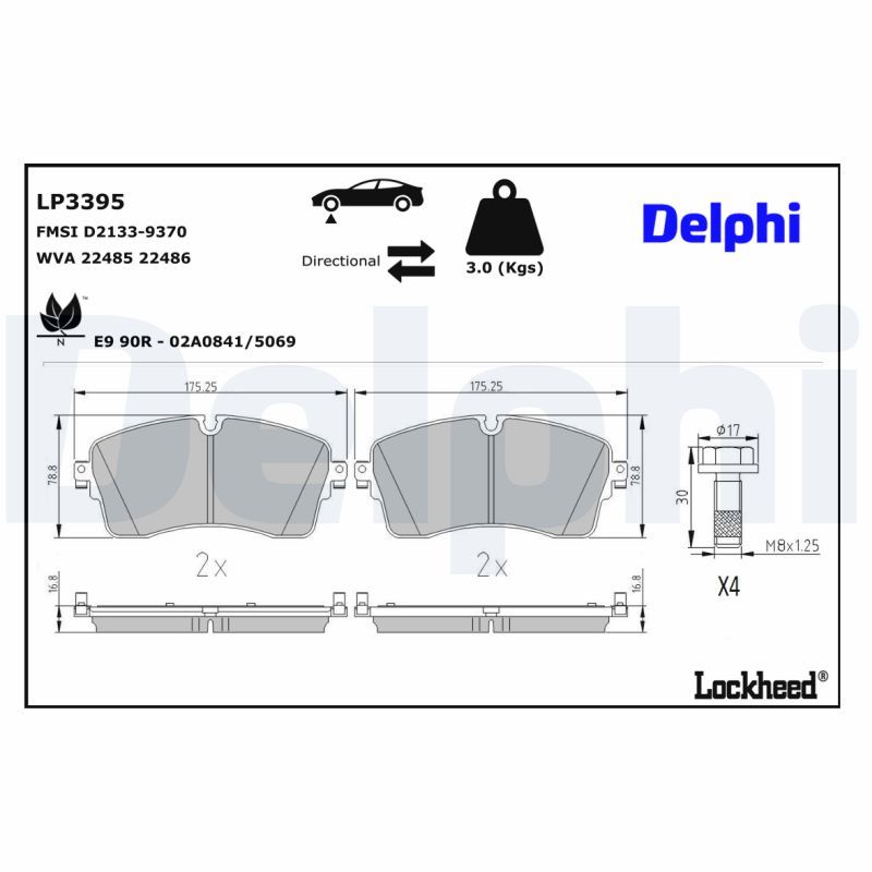 DELPHI LP3395 Brake Pad Set, disc brake