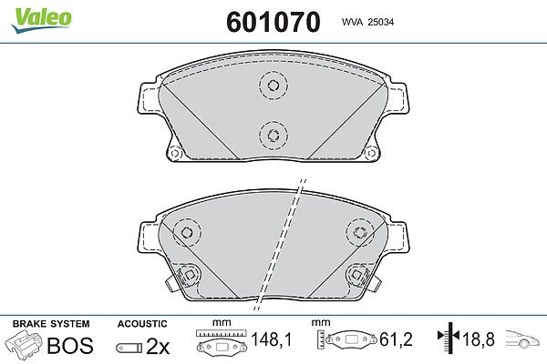комплект спирачно феродо, дискови спирачки VALEO