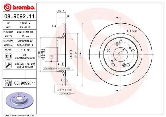 BREMBO Remschijf 08.9092.11