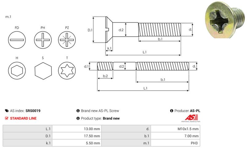 Remondikomplekt, generaator, AS-PL SRS0019