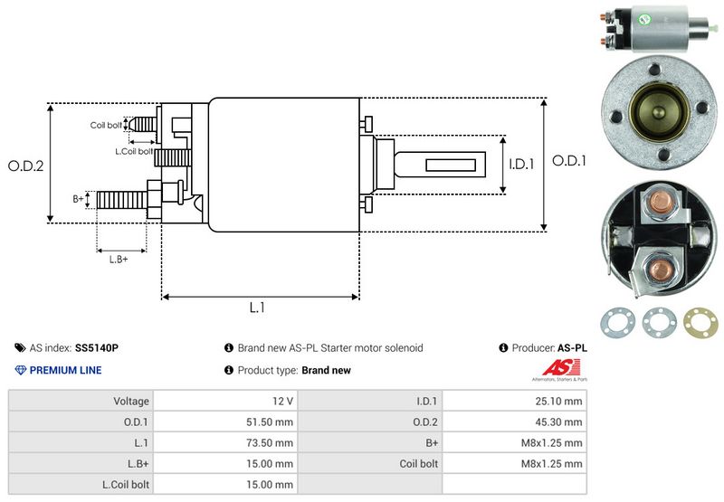 AS-PL SS5140P Solenoid Switch, starter