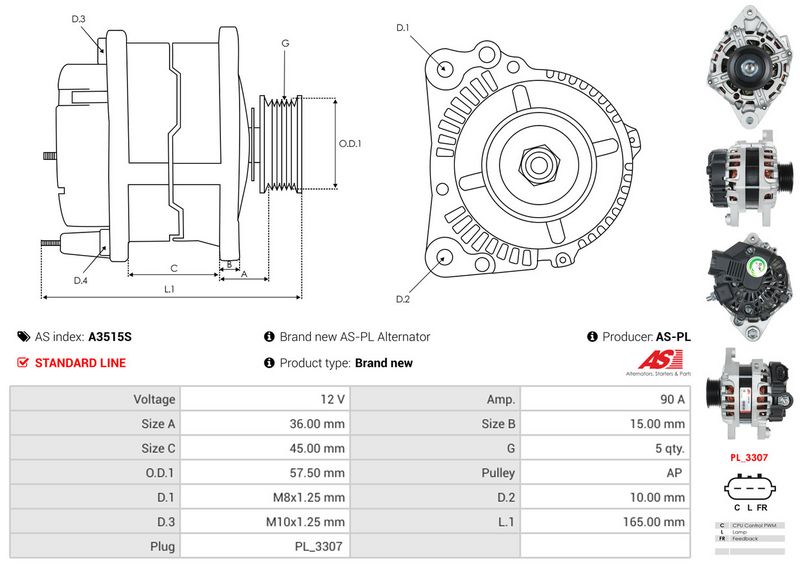 AS-PL A3515S Alternator