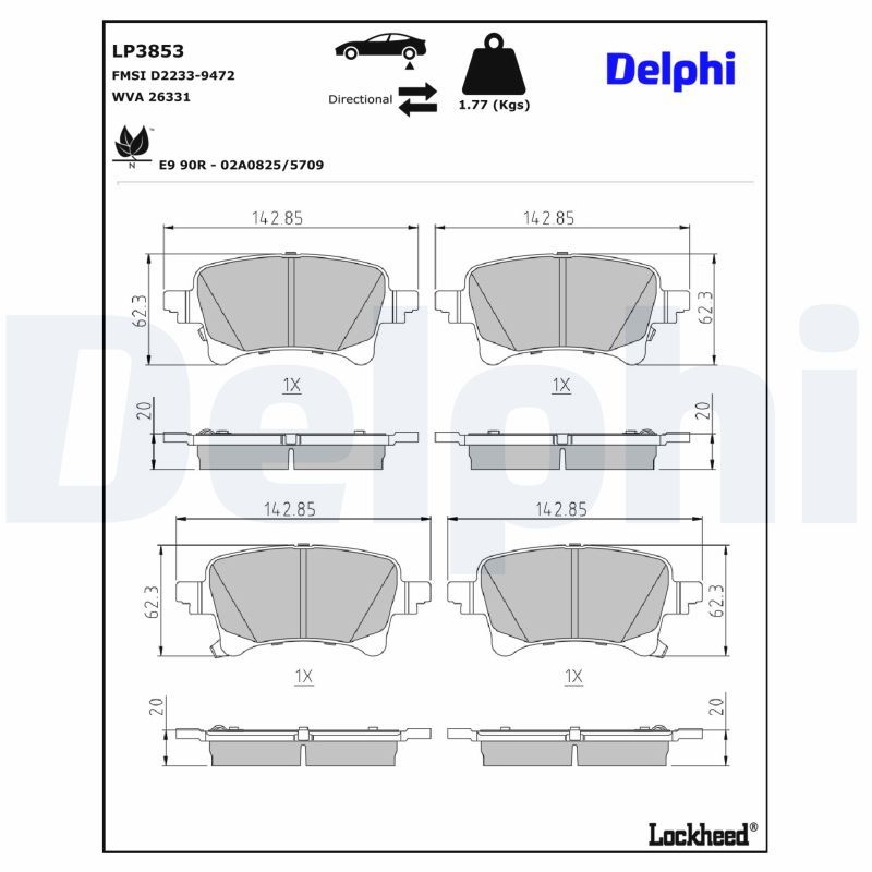 Set placute frana,frana disc LP3853 DELPHI