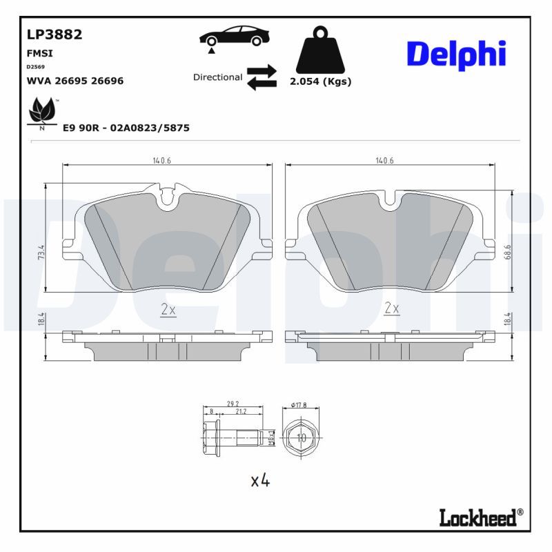 DELPHI LP3882 Brake Pad Set, disc brake