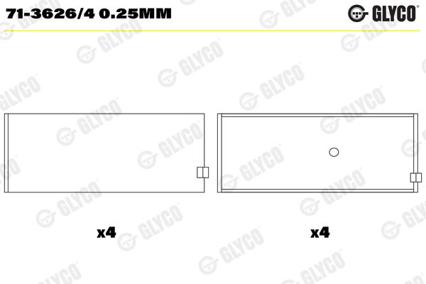 Комплект шатунних вкладишів 0,25мм 71362640.25MM