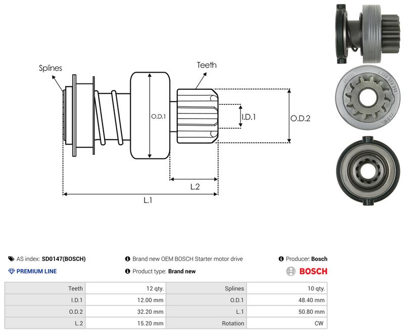 AS-PL SD0147(BOSCH) Freewheel Gear, starter