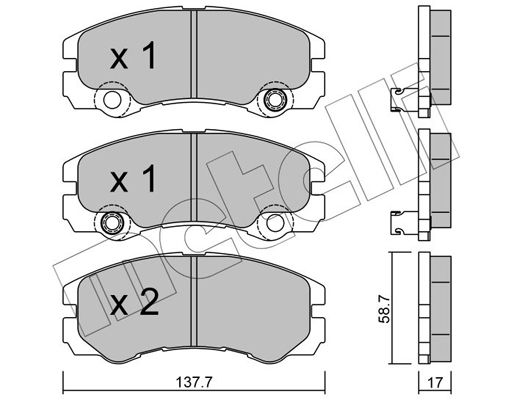 Комплект гальмівних накладок, дискове гальмо, Metelli 22-0357-1