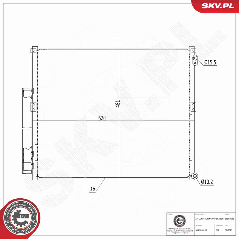 ESEN SKV 86SKV623 Condenser, air conditioning
