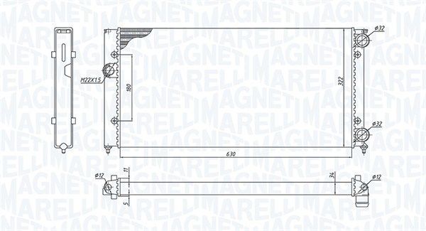 MAGNETI MARELLI радіатор двигуна Volkswagen GOLF III/ GOLF III VARIANT 1H1, 1H5 1,6 1,8 2,0 2,0GTI 16V 1,9SDI/ TDI VENTO