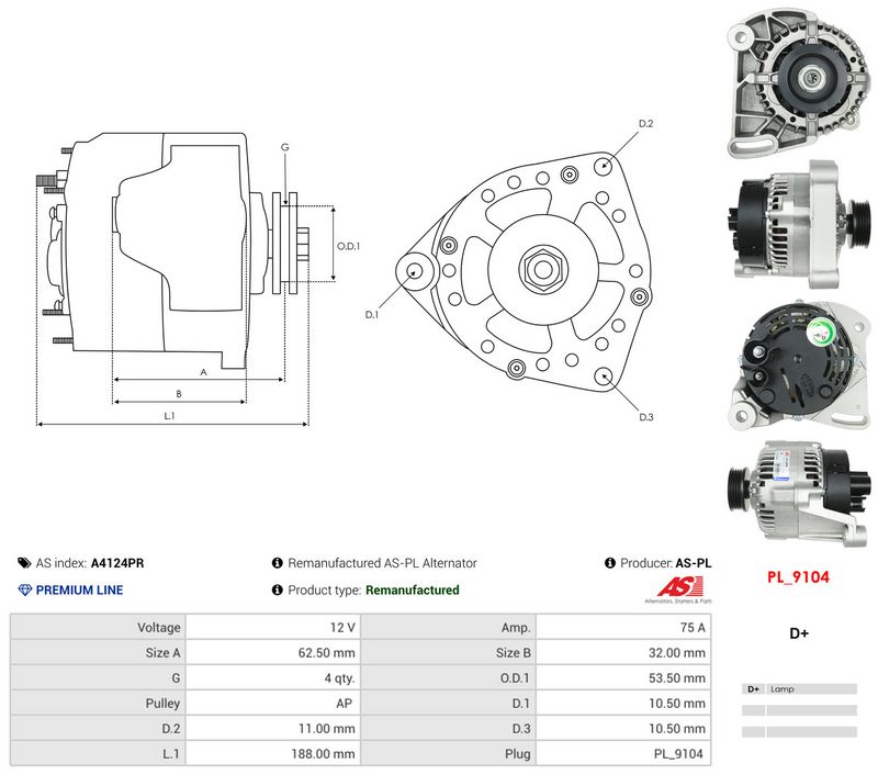 Generaator, AS-PL A4124PR