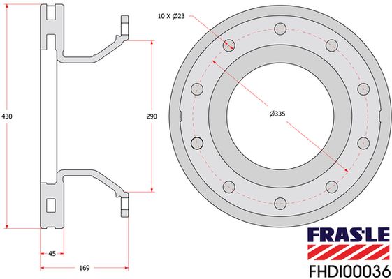 kotouč brzdový (ECE R90) SCHMITZ 430 pr. FHDI00036