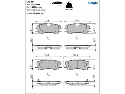 DELPHI LP3254 Brake Pad Set, disc brake