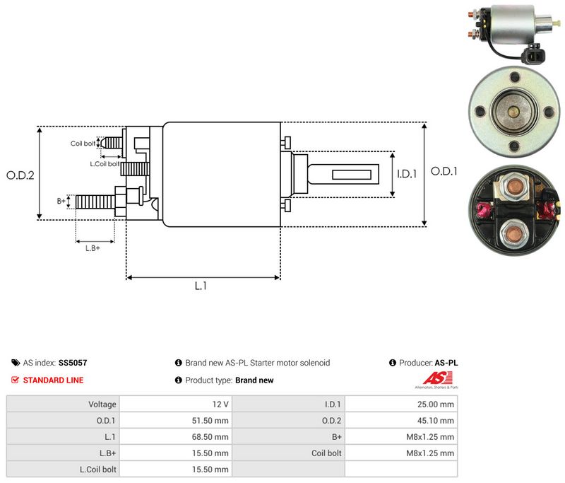 AS-PL SS5057 Solenoid Switch, starter